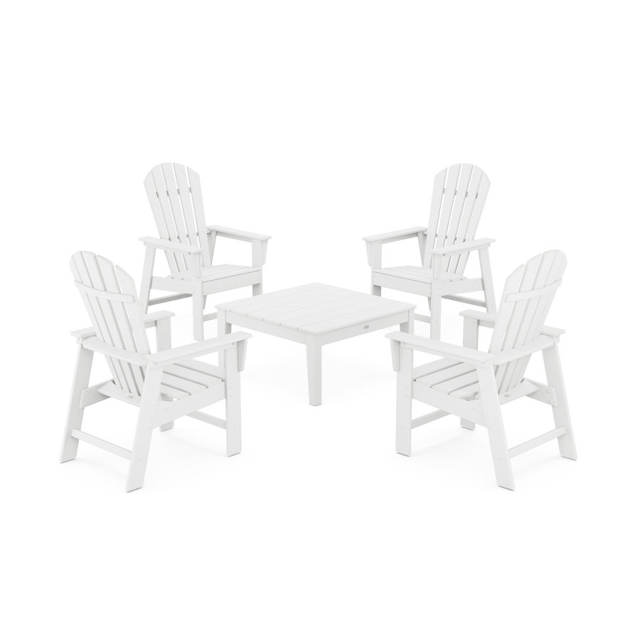 POLYWOOD 5-Piece South Beach Casual Chair Conversation Set with 36" Conversation Table in White