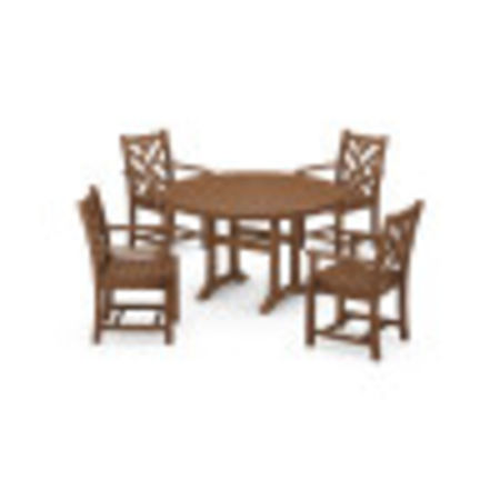 Chippendale 5-Piece Nautical Trestle Dining Arm Chair Set in Teak