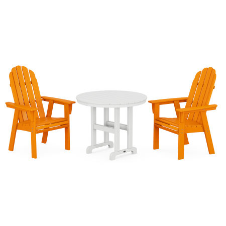 Vineyard Adirondack 3-Piece Round Dining Set in Tangerine