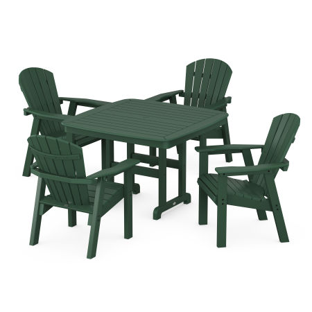 Seashell 5-Piece Dining Set with Trestle Legs in Green