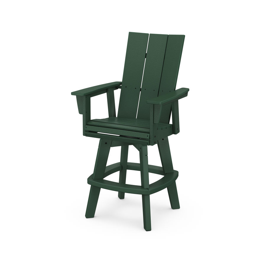 POLYWOOD Modern Adirondack Swivel Bar Chair in Green
