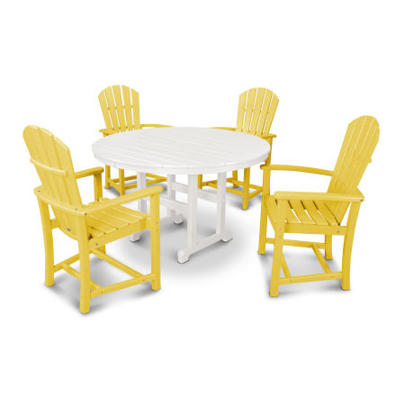 Palm Coast 5-Piece Round Farmhouse Dining Set in Lemon / White
