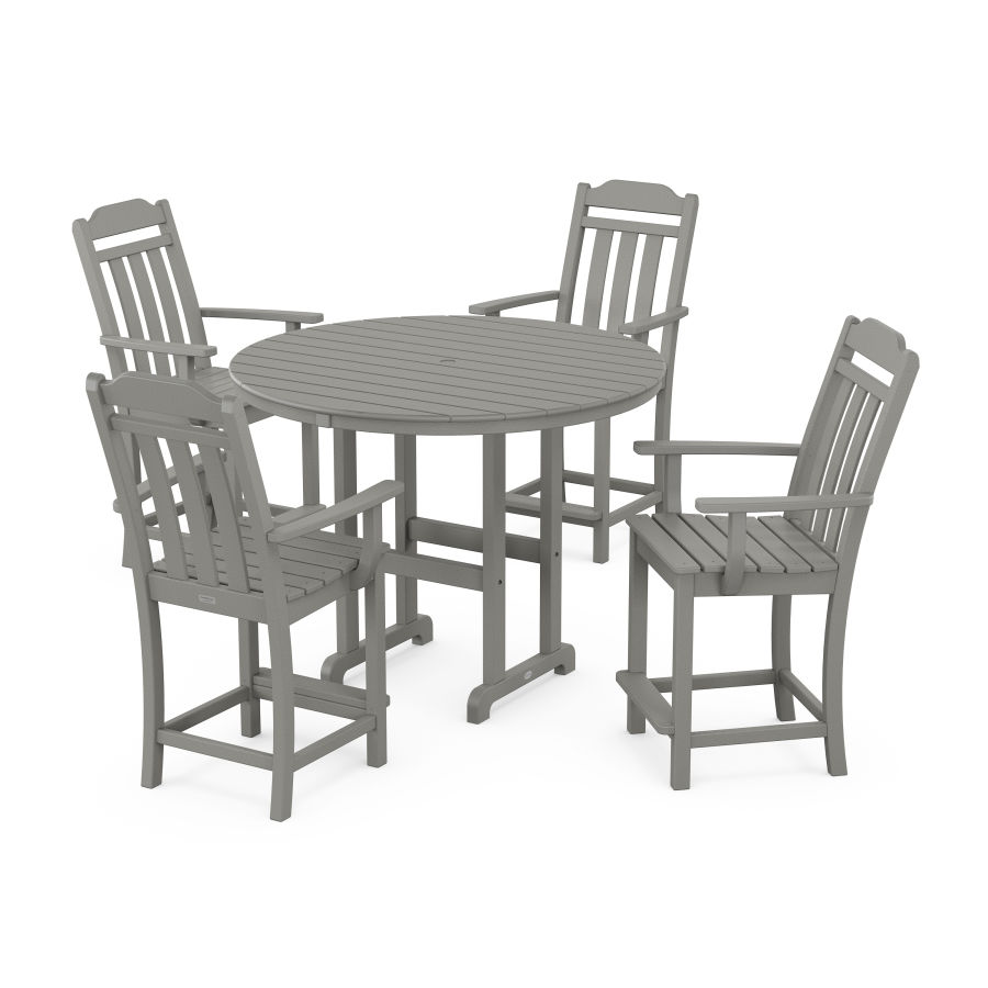 POLYWOOD Country Living 5-Piece Round Farmhouse Counter Set in Slate Grey