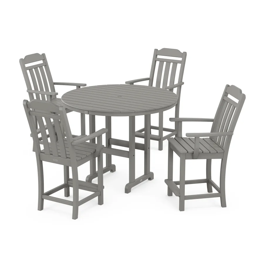 POLYWOOD Cottage 5-Piece Round Farmhouse Counter Set