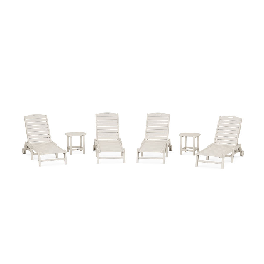 POLYWOOD Nautical Chaise 6-Piece Set with Wheels in Sand