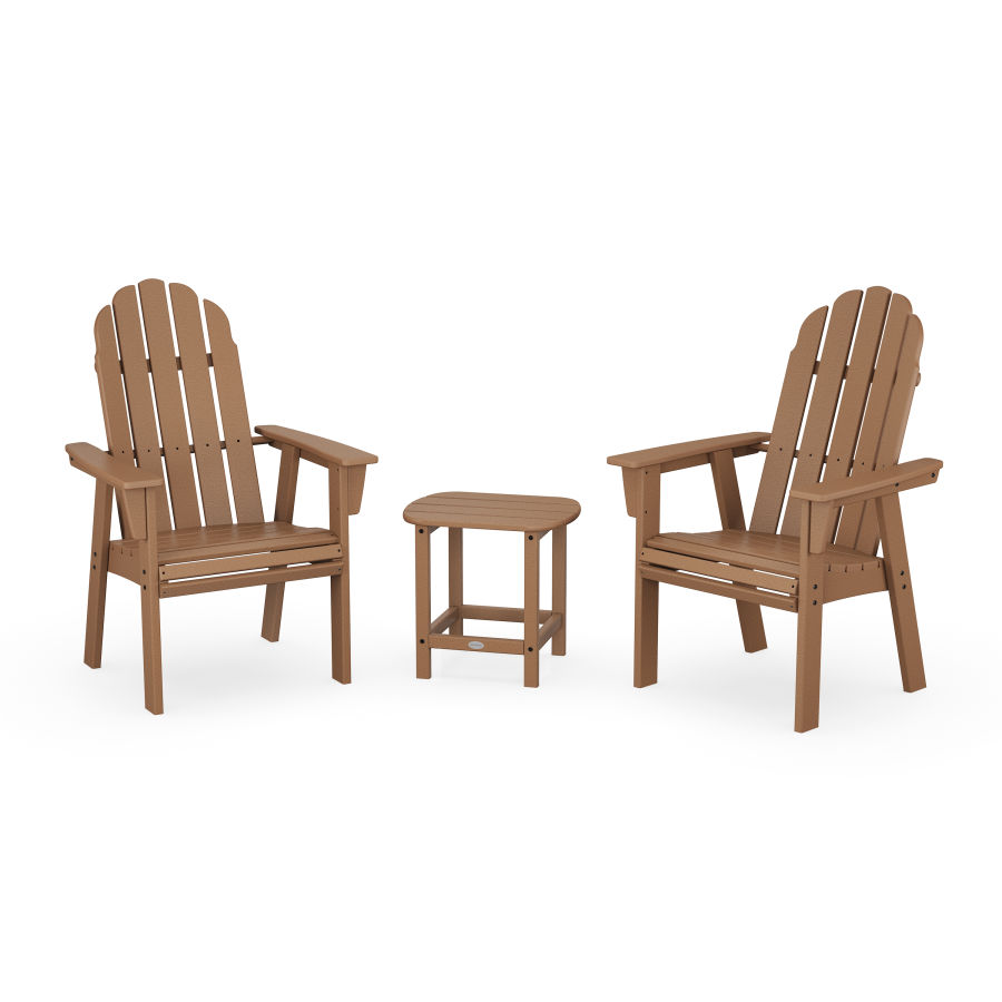 POLYWOOD Vineyard 3-Piece Curveback Upright Adirondack Chair Set in Teak