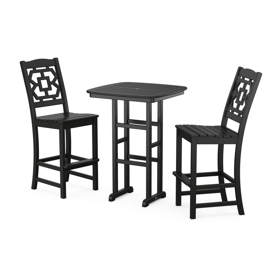 POLYWOOD Chinoiserie 3-Piece Bar Set in Black