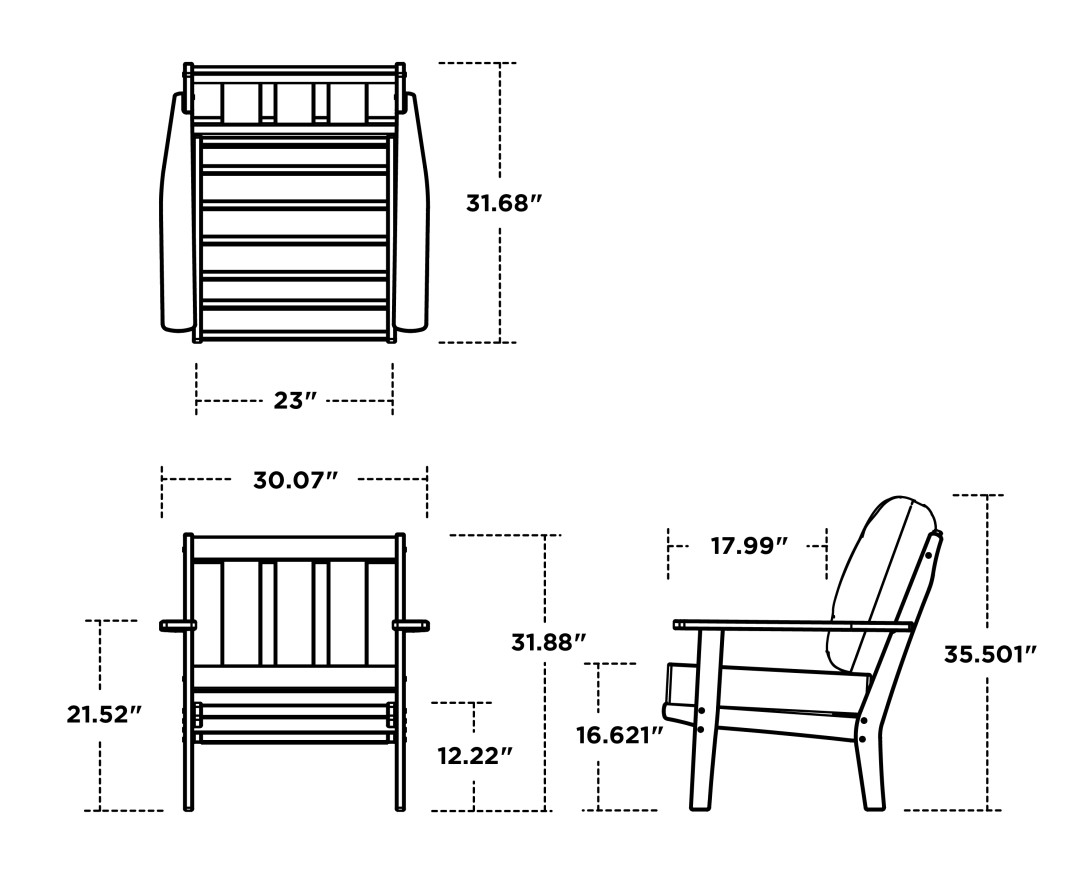 Dimensions for Oxford Deep Seating Chair