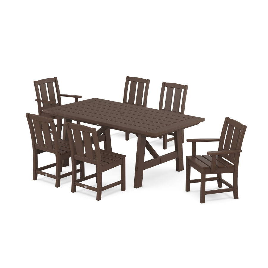 POLYWOOD Mission 7-Piece Rustic Farmhouse Dining Set in Mahogany