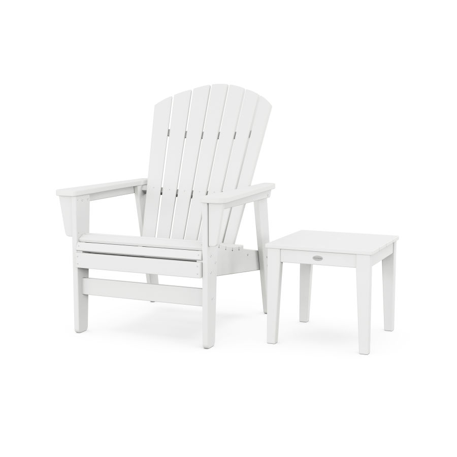 POLYWOOD Nautical Grand Upright Adirondack Chair with Side Table in White