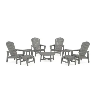 POLYWOOD Nautical Grand Upright Adirondack 9-Piece Conversation Set