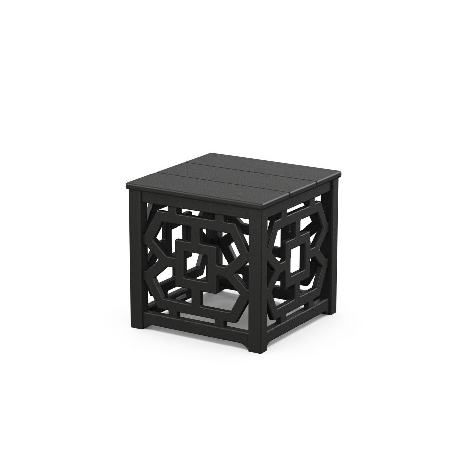 POLYWOOD Chinoiserie Accent Table in Black