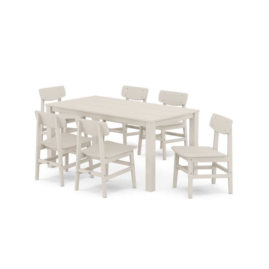 POLYWOOD Modern Studio Urban Chair 7-Piece Parsons Table Dining Set in Sand