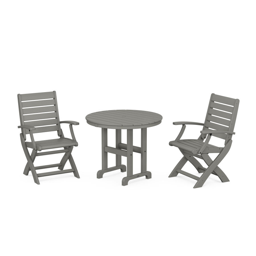 POLYWOOD Signature Folding Chair 3-Piece Round Farmhouse Dining Set
