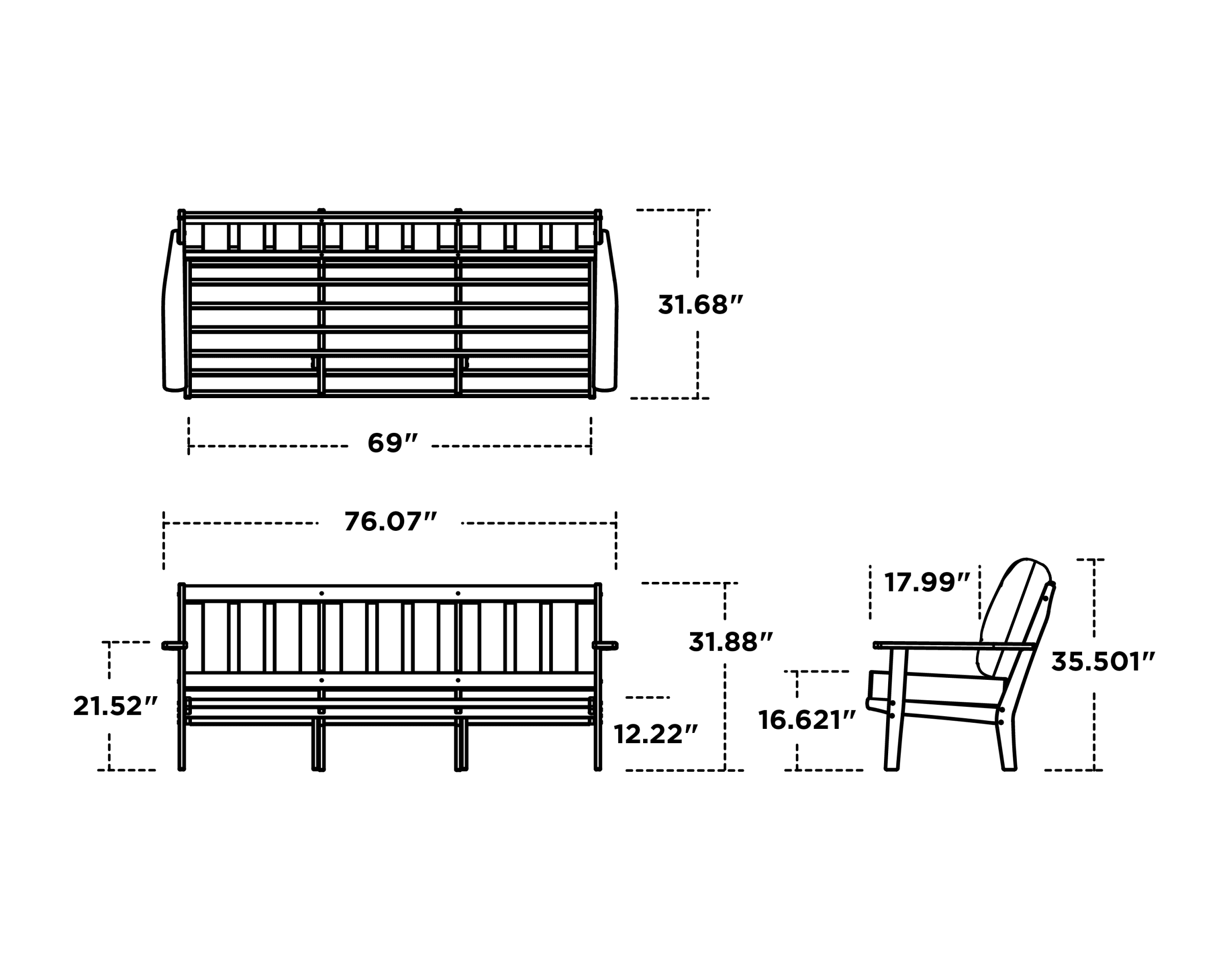 Dimensions for Oxford Deep Seating Sofa