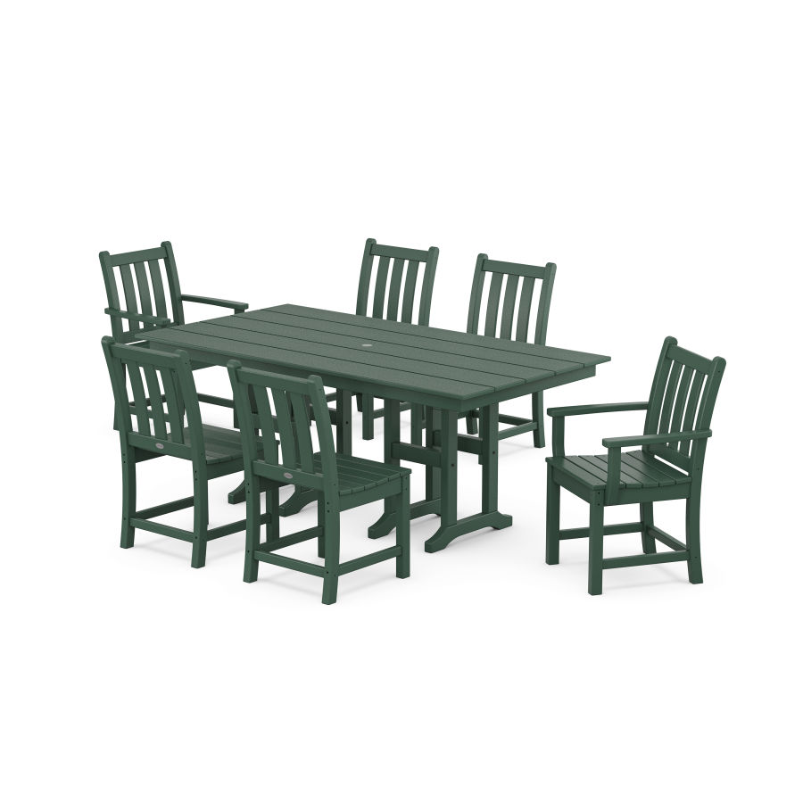POLYWOOD Traditional Garden 7-Piece Farmhouse Dining Set in Green