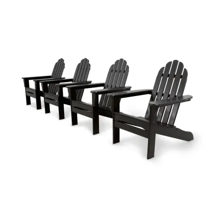 POLYWOOD Classics 4-Piece Adirondack Set in Black