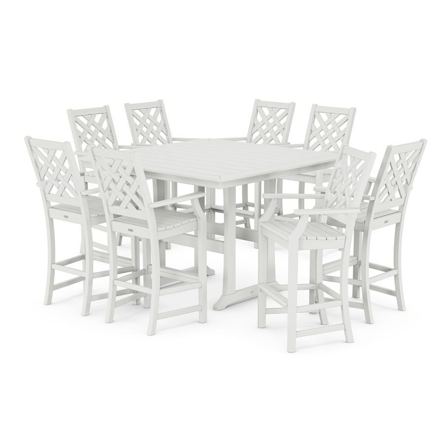 POLYWOOD Wovendale 9-Piece Square Bar Set with Trestle Legs in White
