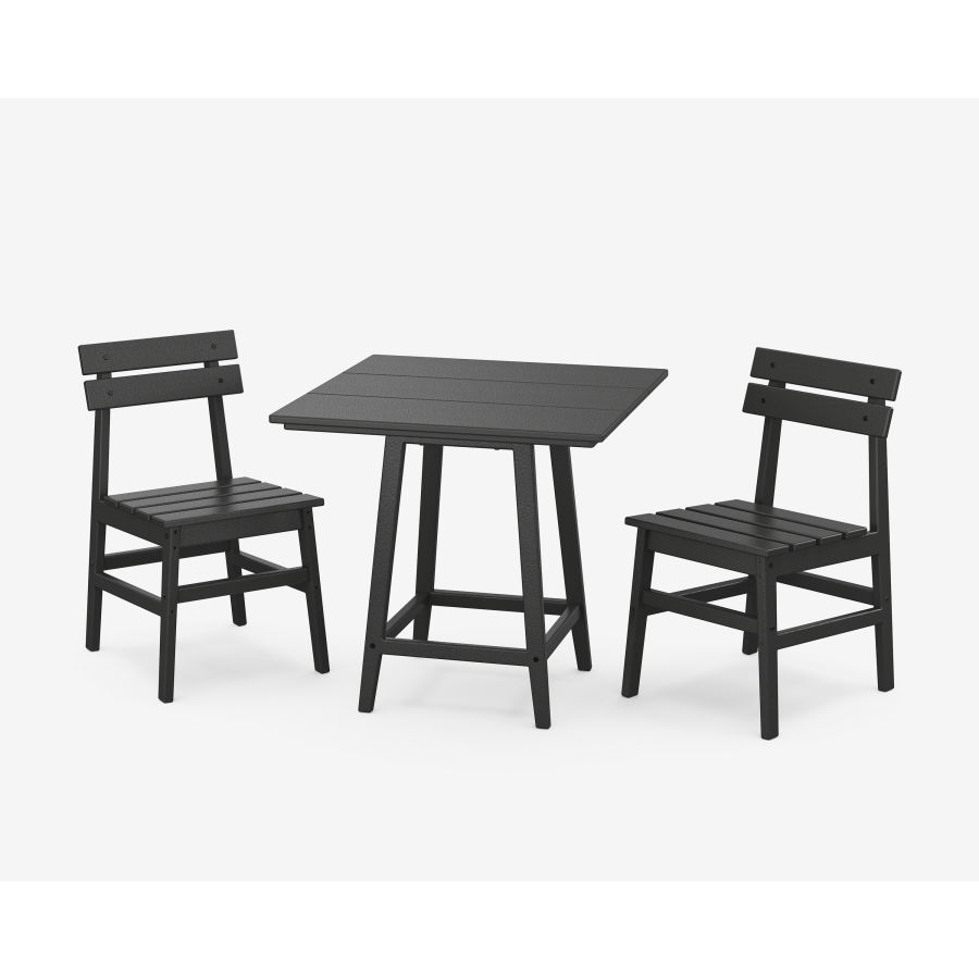 POLYWOOD Modern Studio Plaza Chair 3-Piece Bistro Dining Set in Black