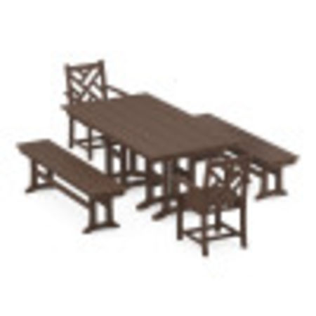 Chippendale 5-Piece Farmhouse Dining Set in Mahogany
