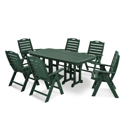 POLYWOOD Nautical Folding Chair 7-Piece Dining Set in Green