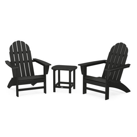 Vineyard 3-Piece Adirondack Set with South Beach 18" Side Table in Black