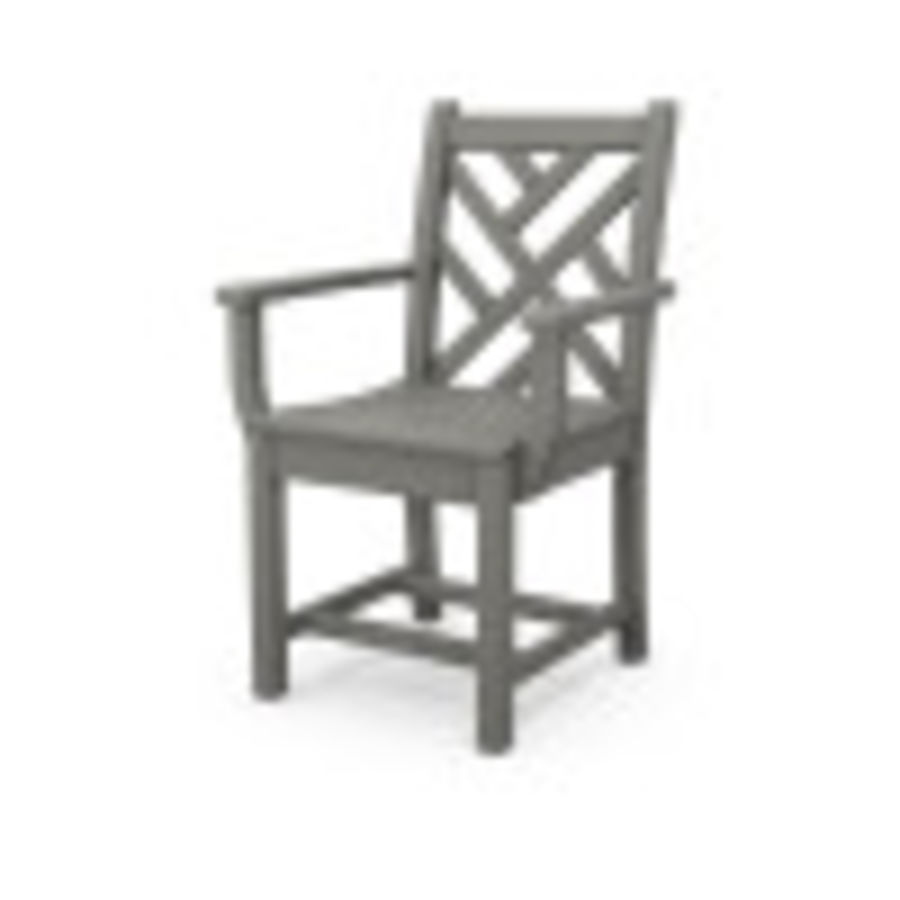 POLYWOOD Chippendale Dining Arm Chair in Slate Grey