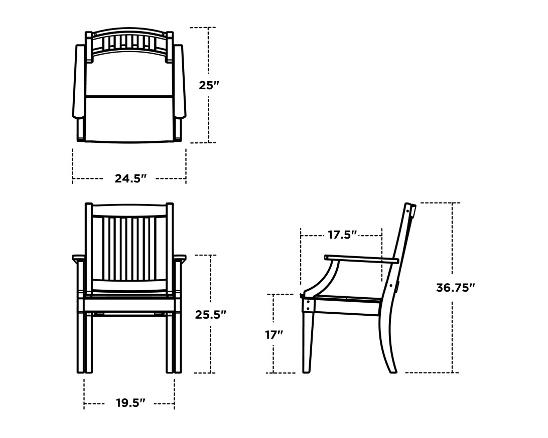 Dimensions for Estate Dining Arm Chair