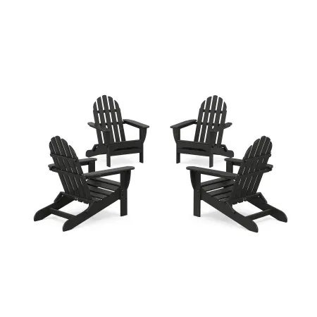 POLYWOOD Classics 4-Piece Folding Adirondack Conversation Set in Black