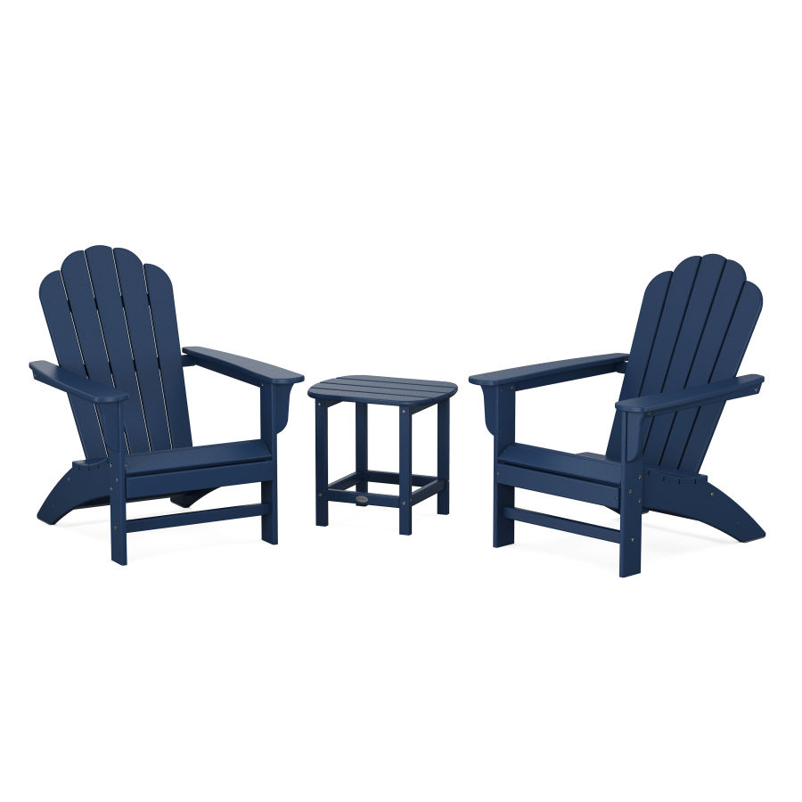 POLYWOOD Country Living Adirondack Chair 3-Piece Set in Navy