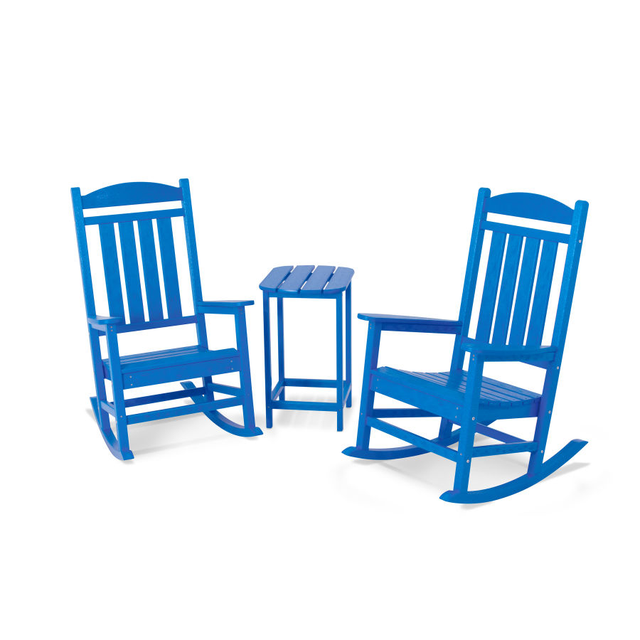 POLYWOOD Presidential Rocking Chair 3-Piece Set in Pacific Blue