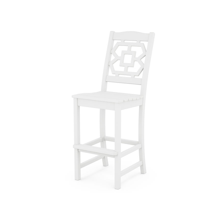 POLYWOOD Chinoiserie Bar Side Chair in White