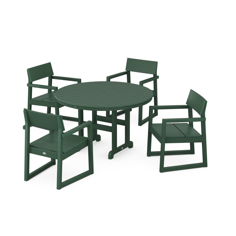 POLYWOOD EDGE 5-Piece Round Dining Set in Green