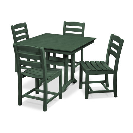La Casa Café 5-Piece Farmhouse Trestle Side Chair Dining Set in Green