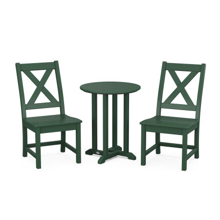 Braxton Side Chair 3-Piece Round Dining Set in Green