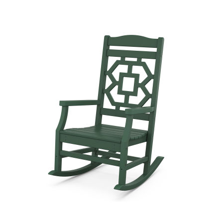 POLYWOOD Chinoiserie Rocking Chair in Green