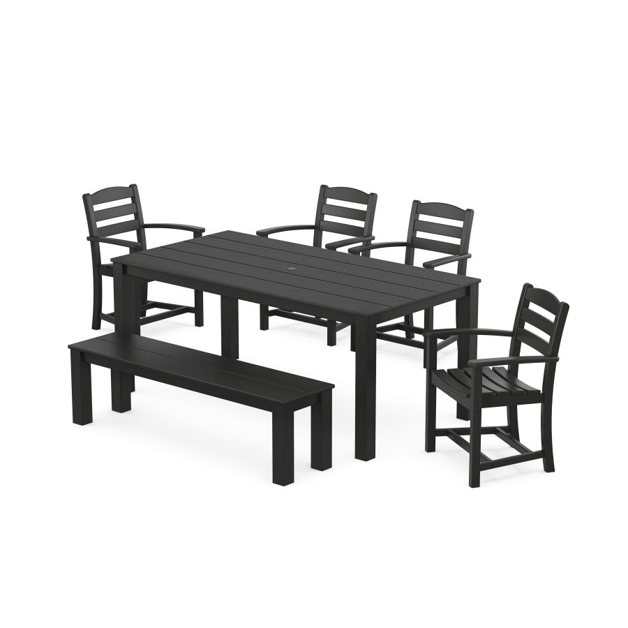 POLYWOOD La Casa Cafe' 6-Piece Parsons Dining Set with Bench in Black