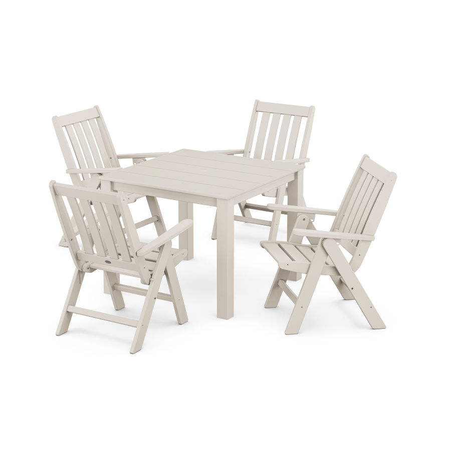 POLYWOOD Vineyard Folding Chair 5-Piece Parsons Dining Set in Sand
