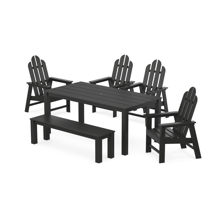 POLYWOOD Long Island 6-Piece Parsons Dining Set with Bench in Black