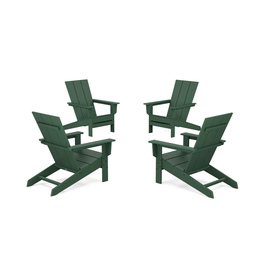 POLYWOOD 4-Piece Modern Studio Adirondack Chair Conversation Set in Green