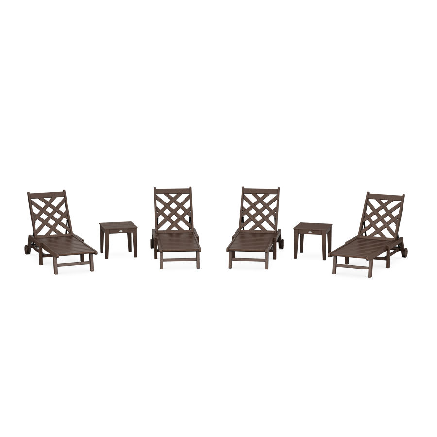 POLYWOOD Wovendale 6-Piece Chaise Set with Wheels in Mahogany