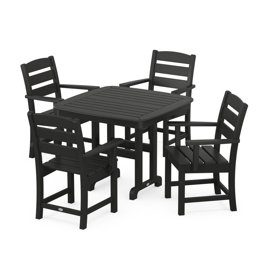 POLYWOOD Lakeside 5-Piece Arm Chair Dining Set in Black