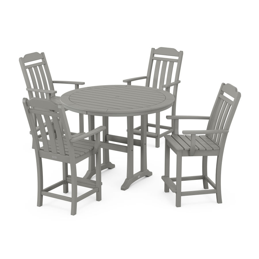 POLYWOOD Country Living 5-Piece Round Counter Set in Slate Grey