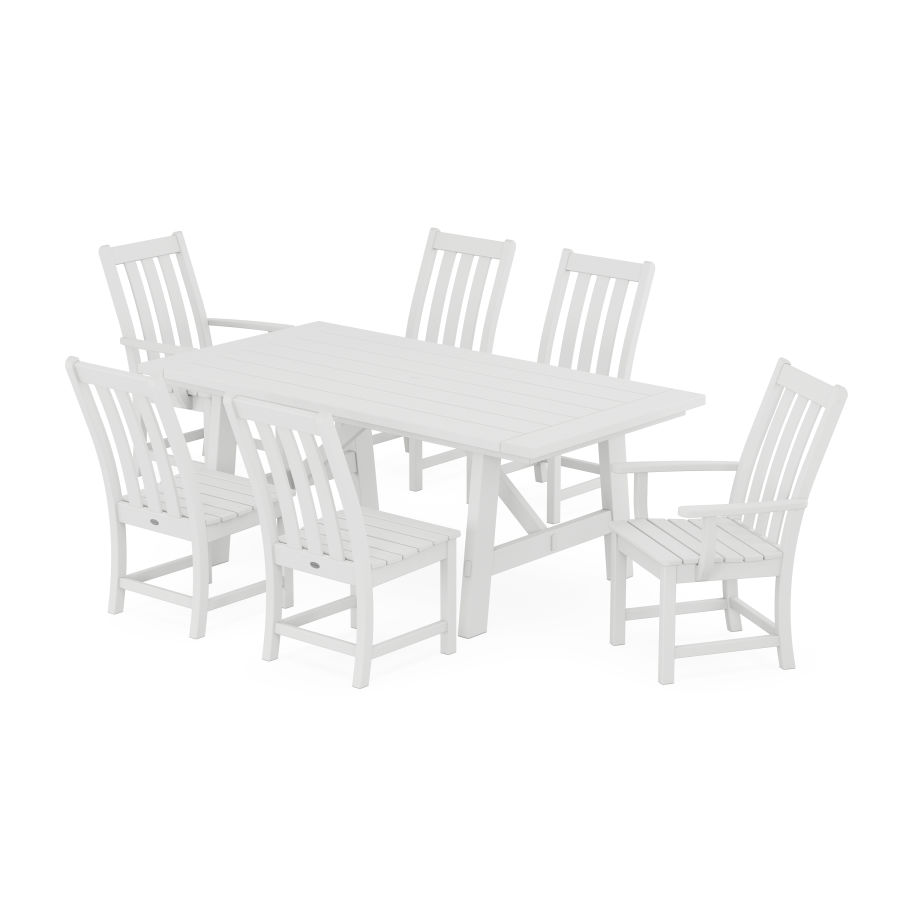 POLYWOOD Vineyard 7-Piece Rustic Farmhouse Dining Set With Trestle Legs in White