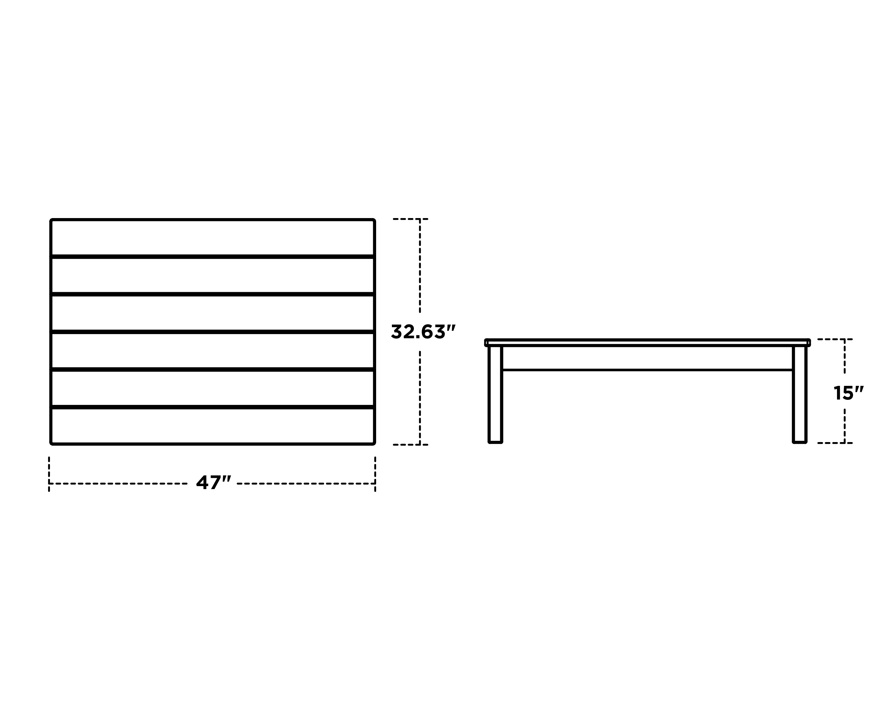 Dimensions for 33" x 47" Coffee Table