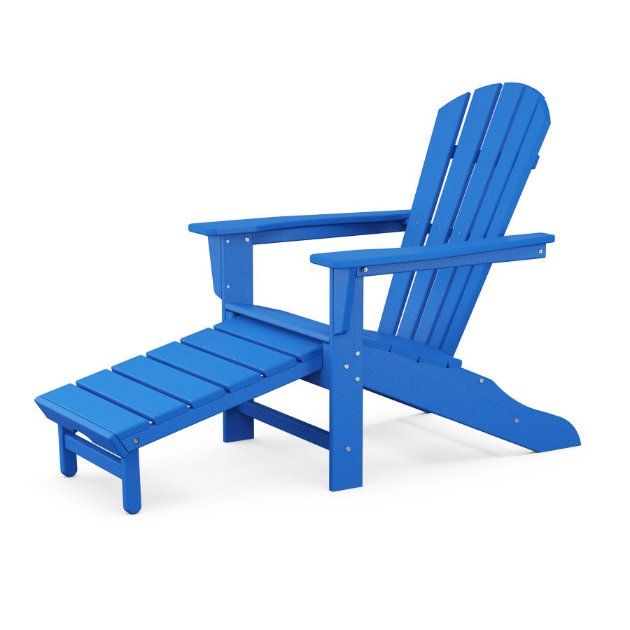 POLYWOOD Adirondack with Hideaway Ottoman in Pacific Blue