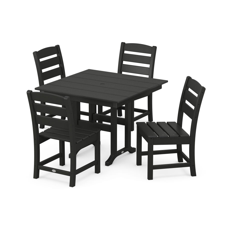 POLYWOOD Lakeside Side Chair 5-Piece Farmhouse Dining Set in Black