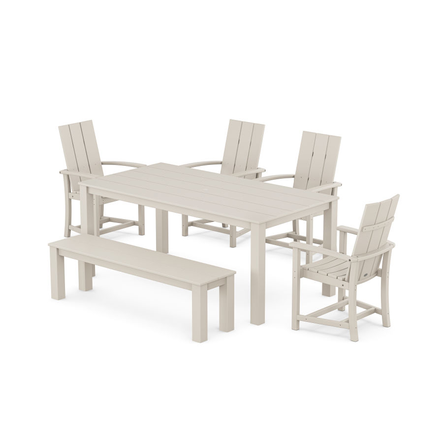 POLYWOOD Modern Adirondack 6-Piece Parsons Dining Set with Bench in Sand
