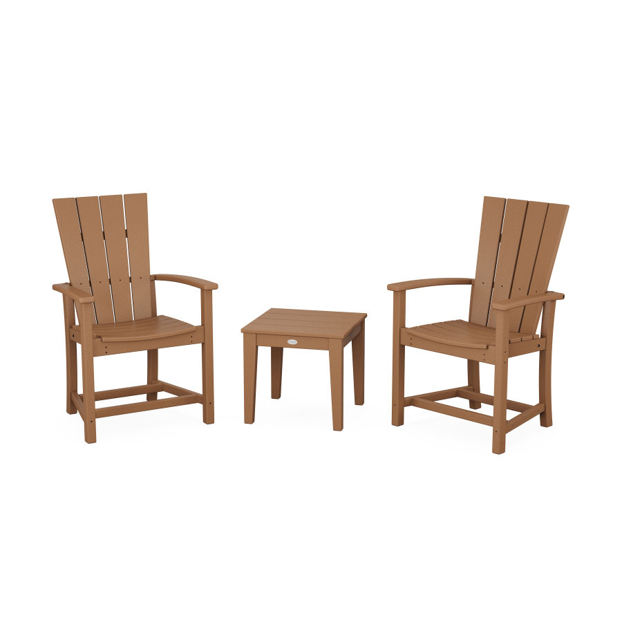 POLYWOOD Quattro 3-Piece Upright Adirondack Chair Set in Teak