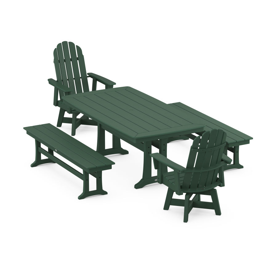 POLYWOOD Vineyard Adirondack 5-Piece Dining Set with Trestle Legs in Green